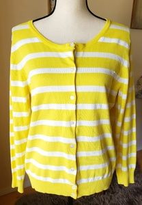 Beautiful yellow & white cardigan with sequins